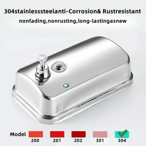 Vista 6 de Dispensador de jabón comercial montado en la pared, acero inoxidable, gran capacidad, 16.9 fl oz, para jabón de manos, diseño antioxidante