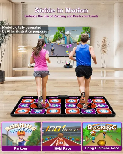 Vista 5 de Alfombrilla de baile doble, alfombrilla electrónica inalámbrica para TV con cámara, almohadilla de baile antideslizante para niños y adultos, tapete