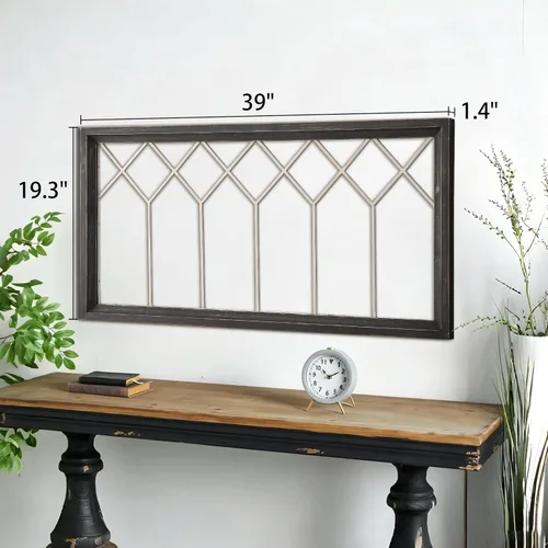 Vista 2 de Sintosin Farmhouse Window Frame Wall Decor 19 X 39 Inches, Washed Black