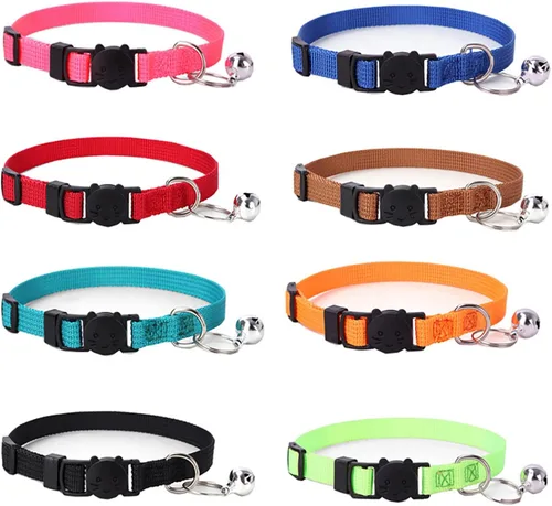 Vista 2 de Collares de gato personalizados, nombre grabado personalizado y etiqueta de identificación de teléfono, collar ajustable para mascotas suave y Negro