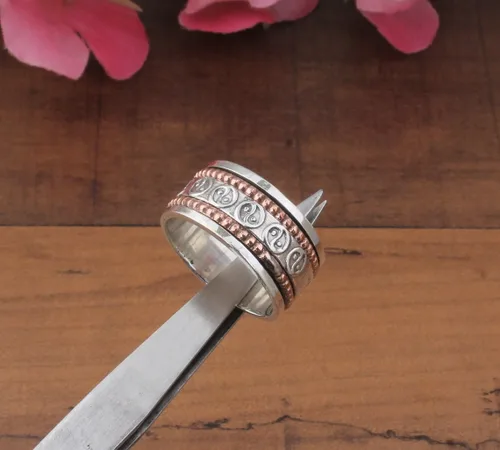 Vista 35 de Boho Spinner Ring, Mothers Day Gift, Silver 925 Women Ring, Sterling Silver 925 Ring, Fidget Spinner Ring,Women Silver Anxiety Ring