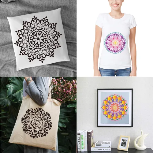 Vista 5 de Paquete de 9 plantillas de Rangoli grandes de 12 x 12 pulgadas, plantillas de mandala, plantilla de pintura cortada con láser para arte