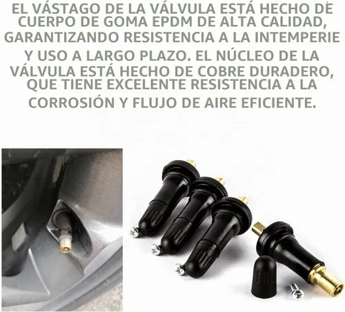 Vista 4 de TPMS 20008 - Juego de 4 vástagos de válvula de neumáticos, vástago de válvula de sensor de presión de neumáticos sin cámara de goma, válvulas