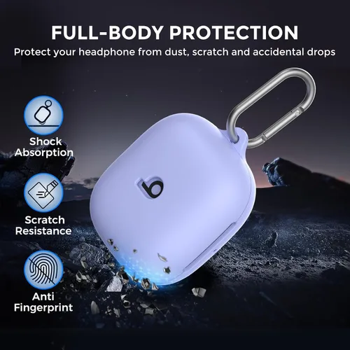 Vista 5 de Funda de silicona AhaStyle para Beats Powerbeats Pro 2 (2025) con kit de limpieza y mosquetón [Logotipo superior visible] Funda protectora completa