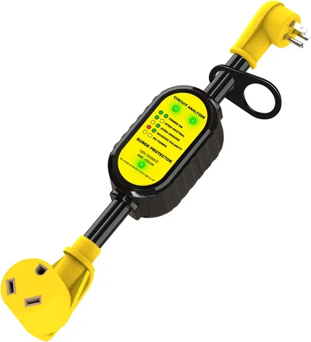 Vista 10 de EyGde Adaptador de 50 amperios a 15 amperios 110 RV – Adaptador de corriente patentado 4200J con protector de sobretensiones – Analizador