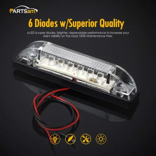 Vista 7 de Partsam 6X 4 Marine/Boat Slim Line Clear LED Utility Strip Light 6 Diodos sellados