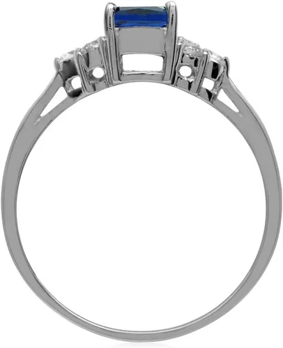 Vista 3 de Silvershake Anillo de compromiso de plata de ley 925 chapada en oro blanco o amarillo con piedra natal con forma octágona, de 0.276 x 0.197 in