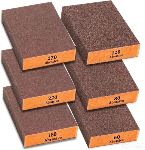 Vista 7 de Tnisesm Bloques de lijado de 60 granos, esponja de lijado para paneles de yeso, madera, metal, lavables y reutilizables, lavables y reutilizables, 6