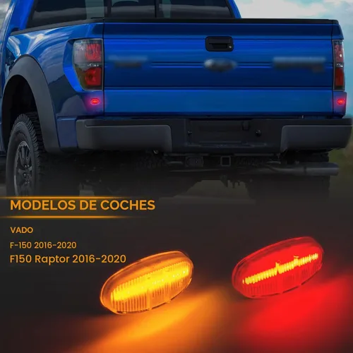 Vista 2 de POPMOTORZ Conjunto de Luces Marcadoras Laterales LED para Guardabarros, 2 Piezas de Luces Ámbar Delanteras para Ensanchadores de Guardabarros y 2