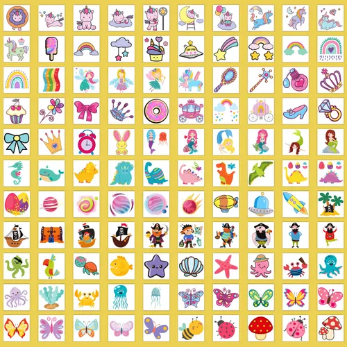Vista 3 de Partywind Tatuajes temporales para niños, 204 hojas envueltas individualmente, calcomanías de tatuajes, suministros de fiesta de cumpleaños