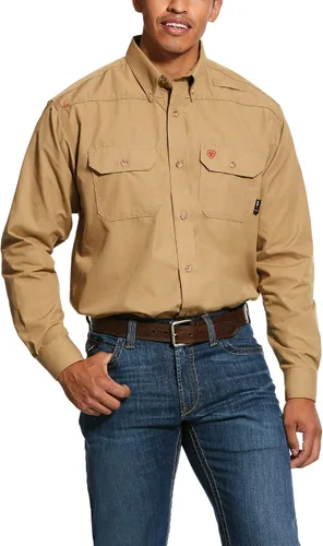 Vista 4 de ARIAT 10031015 - Camisa de trabajo de manga larga para hombre, color caqui plomizo
