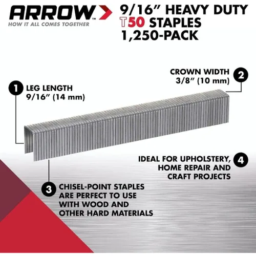 Vista 3 de Juego de 4 grapas Arrow Fastener 50924 9/16" T50