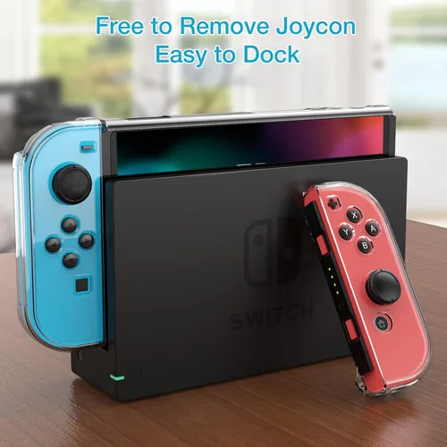 Vista 2 de HEYSTOP Funda Switch para Nintendo Switch acoplable con protector de pantalla funda protectora transparente para Nintendo Switch y JoyCon