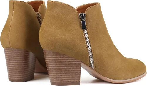 Vista 5 de firelli Botas de tobillo para mujer, botas de tacón bajo con punta redonda y cremallera