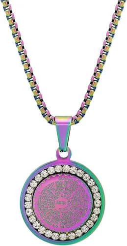 Vista 6 de Steeltime Stainless Steel Lords Prayer Necklace with Simulated Diamonds