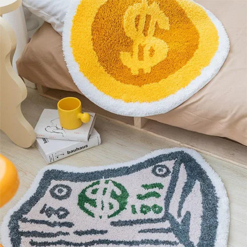 Vista 4 de Alfombra de billetes de 100 dólares para decoración del hogar, bonita alfombra de baño, alfombra de entrada lavable para dormitorio, baño, cocina