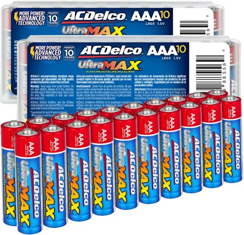 Vista 5 de ACDelco 40 pilas AA, azul e ltraMAX 20 pilas AAA, batería alcalina con tecnología avanzada, vida útil de 10 años, embalaje resellable