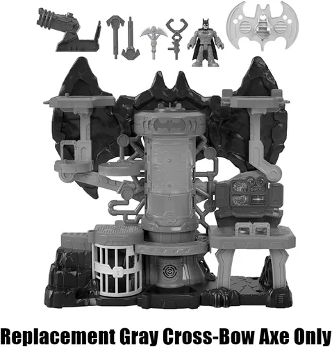 Vista 4 de Imaginext Pieza de repuesto DC Super-Friends Bat-Tech Batcueva - GYV24 ~ Arma roja de repuesto B ~ Hacha de arco cruzado gris
