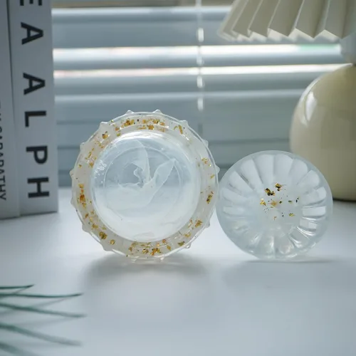 Vista 4 de Sikyby Organizador de maquillaje, caja de aretes para almacenamiento de joyas, collares, pulseras, estuche hecho a mano, resina epoxi, manualidades