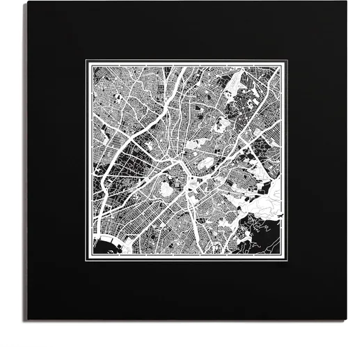 Vista 156 de O3 Design Studio Mapa de corte de papel de París, color negro mate, 20 x 20 pulgadas, arte en papel