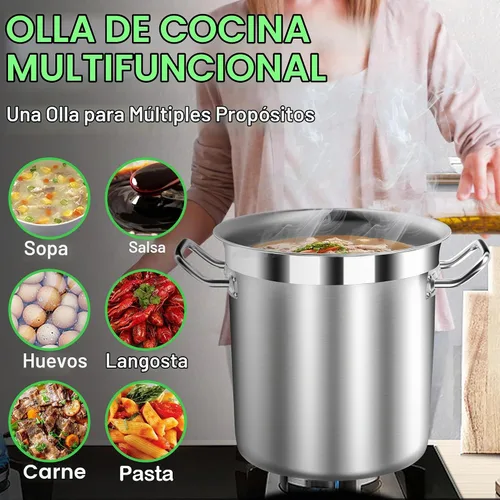 Vista 5 de STOCKPOT Olla de Caldo de 20 Cuartos con Tapa – Olla de Cocina de Acero Inoxidable para Sopa, Guiso y Pasta – Olla de Caldo Resistente Compatible