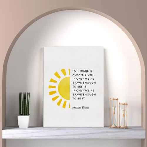 Vista 5 de LEXSIVO Lienzo decorativo inspirador de The Hill We Climb, arte de pared, decoración del hogar y la oficina, poesía feminista para There is Always