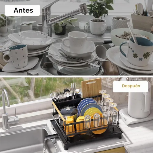Vista 2 de Escurridor de platos para encimera de cocina con escurridor de platos