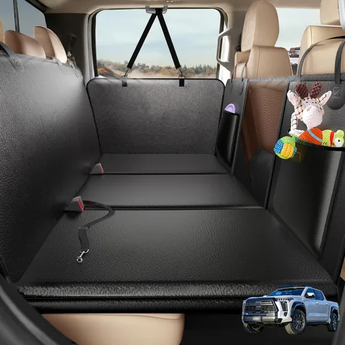 Vista 8 de Extensor de asiento trasero para perros, funda de asiento de coche de fondo duro para asiento trasero, hamaca impermeable para automóvil, plataforma