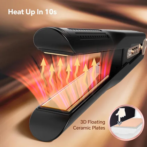 Vista 6 de Nicebay Plancha plana para alisar el cabello, alisador y rizador de pelo, 5 temperaturas, calentamiento rápido, amplio voltaje
