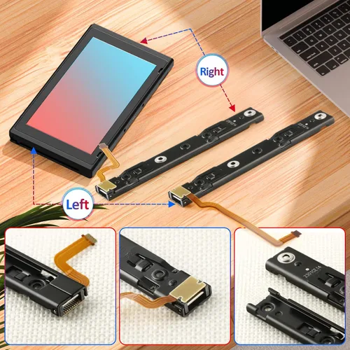 Vista 3 de Left and Right Slide Rail for Nintendo Switch Console Slide Rail Bar Replacement with Flex Cable for NS Nintendo Switch Console Rebuild Track