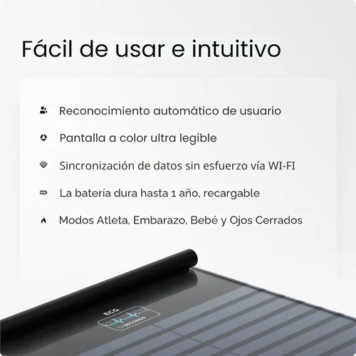 Vista 6 de WITHINGS Body Scan - Báscula WiFi Conectada para Mejorar tu Salud, Báscula Personal BIA, Análisis de Composición Corporal, Grasa Corporal, Masa