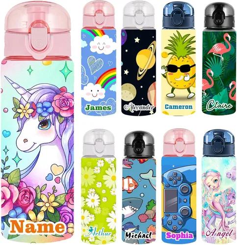 Vista 23 de Botellas de agua personalizadas con tapa, botella personalizada de 26 onzas con nombre, botellas de agua de plástico personalizadas, a prueba