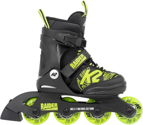 Vista 2 de K2 Raider Negro-Lima Patines en línea ajustables para niños