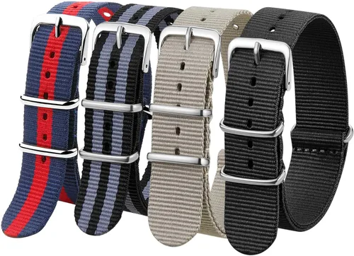 Vista 15 de Correa de Reloj de Nylon de Repuesto de Liberación Rápida con Hebilla Pesada Correas de Reloj para Hombres y Mujeres Negro Gris / Negro