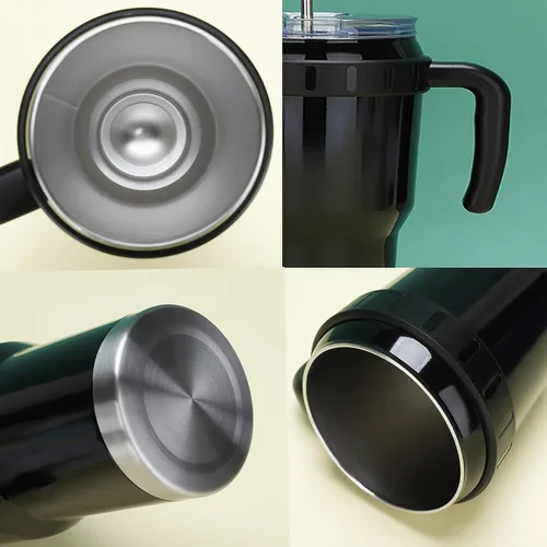Vista 3 de AGSYFFD Taza de 40 onzas con tapa y pajita, rodillo de aislamiento térmico de acero inoxidable, taza de café de viaje, taza de aislamiento térmico