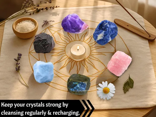 Vista 5 de Amazing Gemstone Cristales para manifestación de ansiedad, juego de 6 cristales curativos de amatista, sodalita, labradorita, angelita, granate