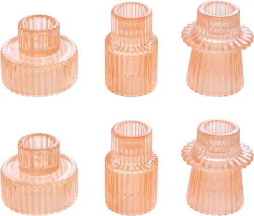 Vista 31 de Vixdonos Portavelas de cristal cónico para centros de mesa, decoración de boda y cena (3 piezas, ámbar)
