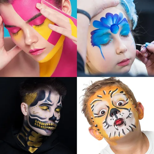 Vista 4 de UCANBE - Pintura facial y corporal, paleta de maquillaje SFX activada por agua - Bandeja extra grande blanca y negra, kit de pintura de arte Paleta