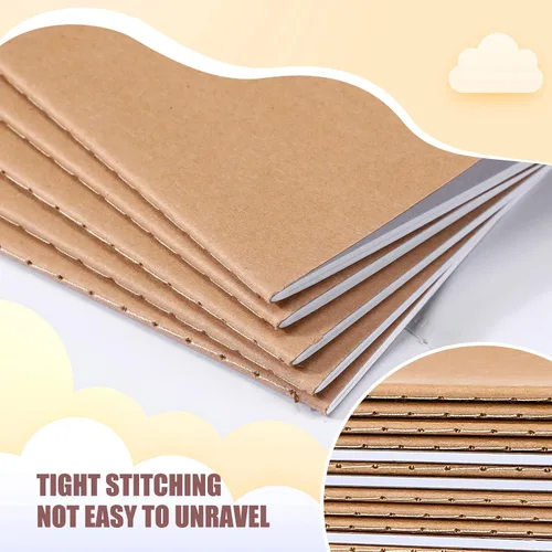 Vista 4 de Sherr Paquete de 200 cuadernos pequeños de estraza tamaño A6 en blanco sin forro, mini cuadernos de papel kraft, mini cuadernos de bocetos