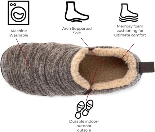 Vista 2 de Zizor Pantuflas Caterpillar cómodas para hombre, zapatos de casa para interiores y exteriores, parte superior de punto suave y cálido, suela