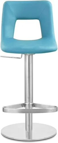 Vista 6 de ZURI Furniture Teal Jazz Taburete de bar de altura ajustable con base plana redonda