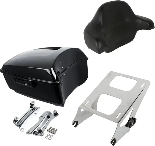 Vista 17 de XMT-MOTO King Tour Trunk + almohadilla de respaldo envolvente+estante de montaje negro+accesorios de acoplamiento para Harley Touring Road King Road