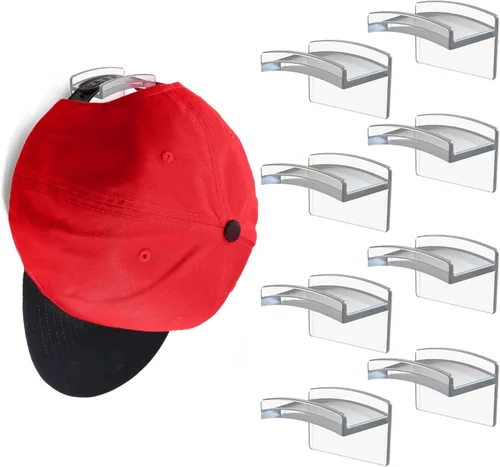 Vista 13 de Modern JP Ganchos adhesivos para sombreros de pared (paquete de 8) – Diseño minimalista para sombreros, sin taladrar, ganchos de sujeción fuerte