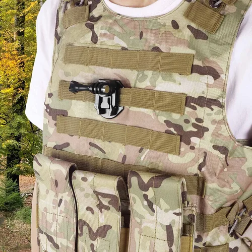 Vista 2 de MOLLE - Chaleco táctico con base de conexión, hebilla colgante, soporte Molle con tornillo giratorio de 360 grados, kit de casco para GoPro