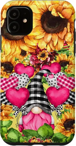 Vista 8 de Cute Sunflower Pattern for Women Pink Valentines Gnome Case for iPhone 17