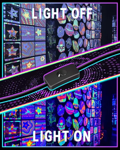 Vista 3 de Barra de Luz Negra de 40W, Luz Negra LED con Cable de 6 Pies e Interruptor, Luces Negras para Fiesta Fluorescente, Halloween, Cumpleaños, Pintura