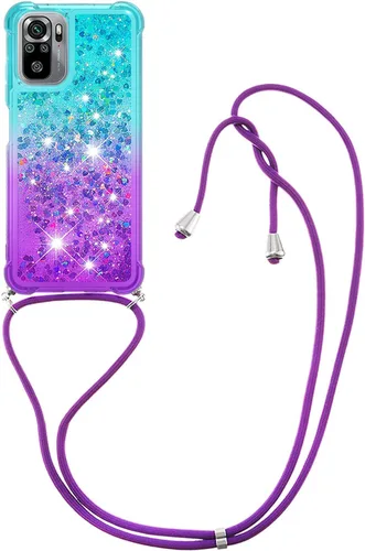 Vista 3 de XYX Funda para Xiaomi Redmi Note 10s, Gradient Quicksand Funda protectora a prueba de golpes para mujeres y niñas con correa ajustable para Redmi