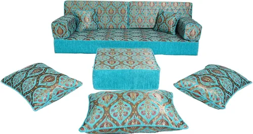 Vista 10 de arabicsofa Cojín de suelo árabe turquesa - Juego de sofá Jalsa con almohadas, sofá tradicional oriental para el suelo, sofá otomano