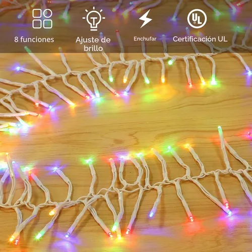 Vista 4 de Guirnalda de 400 luces LED en racimo – 19.56 pies de luces impermeables multicolor para exteriores, tira de luces enchufables para interiores