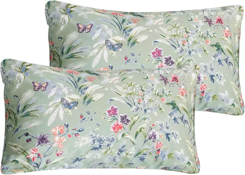 Vista 11 de QSH Juego de 2 fundas para almohada de algodón tamaño Queen, diseño floral vintage chic con estampado de rosas, fundas para almohada con cierre